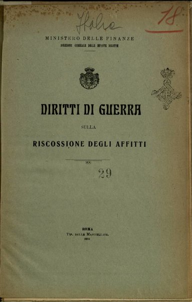 Diritti di guerra sulla riscossione degli affitti