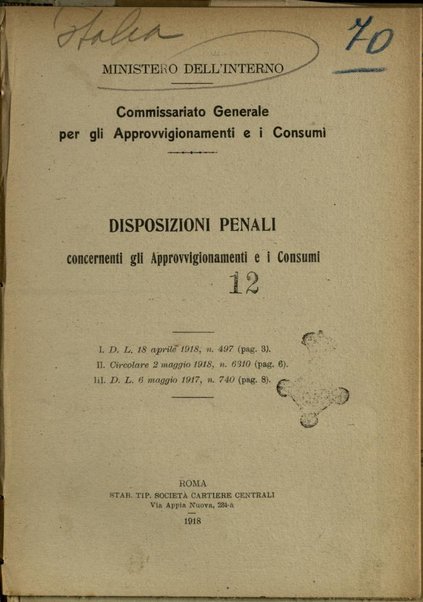 Disposizioni penali concernenti gli approvvigionamenti e i consumi