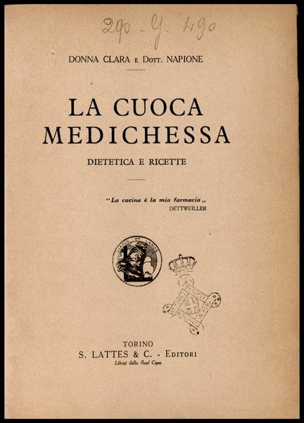 La cuoca medichessa : Dietetica e ricette
