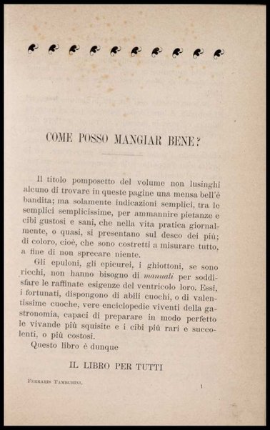 Come posso mangiar bene? : libro di cucina, con oltre mille ricette di vivande comuni, facili ed economiche per gli stomachi sani e per quelli delicati / Giulia Ferraris Tamburini