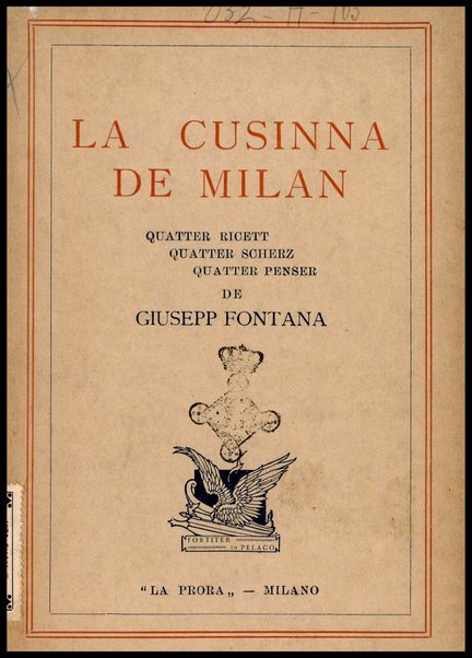 La cusinna de Milan : quatter ricett, quatter scherz, quatter penser / de G. F. ; prefazione di Francesco Ferrari