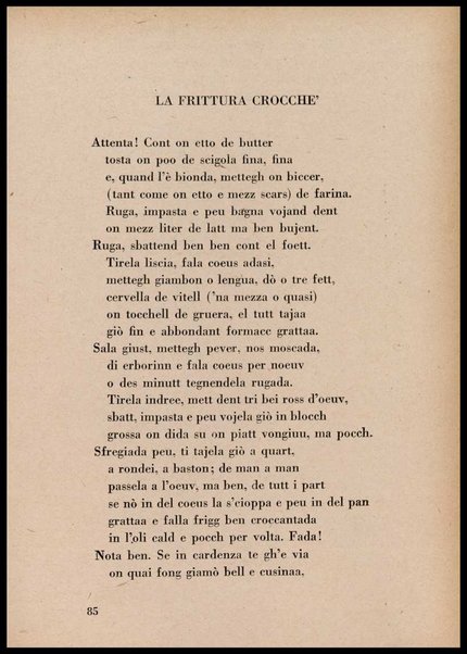 La cusinna de Milan : quatter ricett, quatter scherz, quatter penser / de G. F. ; prefazione di Francesco Ferrari