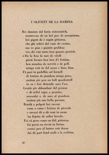 La cusinna de Milan : quatter ricett, quatter scherz, quatter penser / de G. F. ; prefazione di Francesco Ferrari