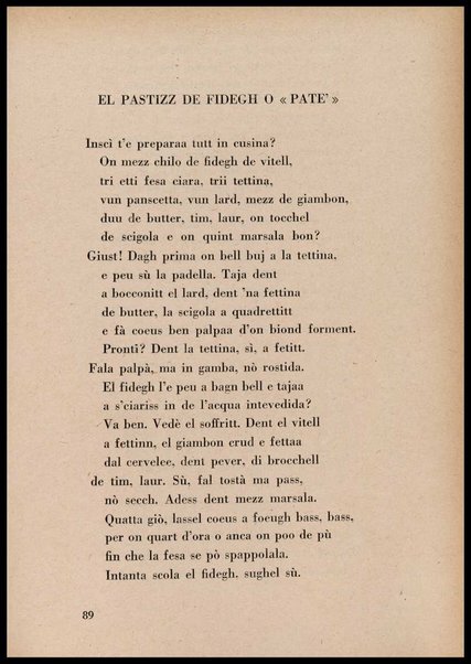 La cusinna de Milan : quatter ricett, quatter scherz, quatter penser / de G. F. ; prefazione di Francesco Ferrari