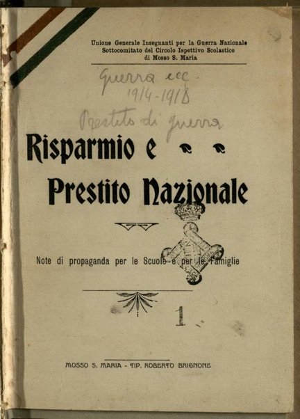 Risparmio e prestito nazionale : note di propaganda per le scuole e per le famiglie