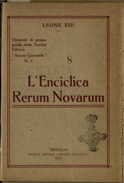 L'enciclica Rerum Novarum / Leone 13