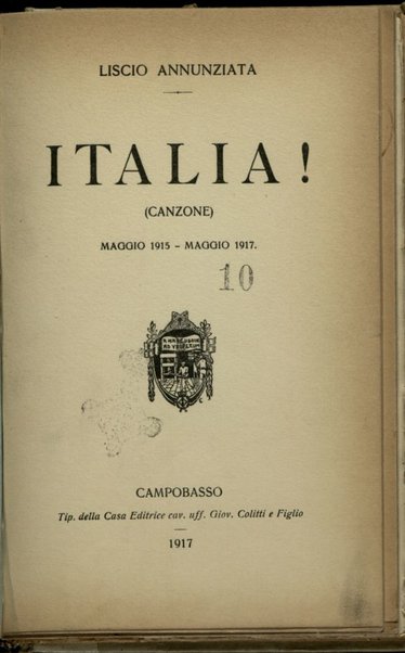 Italia! : canzone, maggio 1915-maggio 1917
