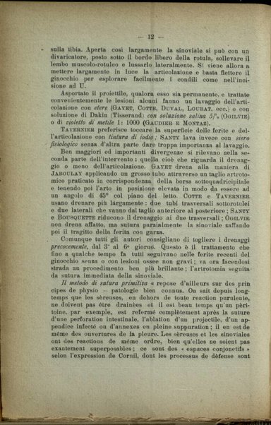 Il trattamento delle ferite da arma da fuoco penetranti nell'articolazione del ginocchio / per il dott. Carlo Martegiani