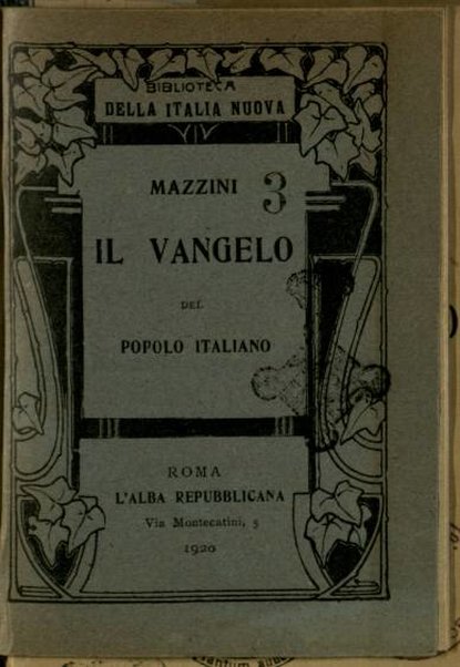 Il Vangelo del popolo italiano / Mazzini