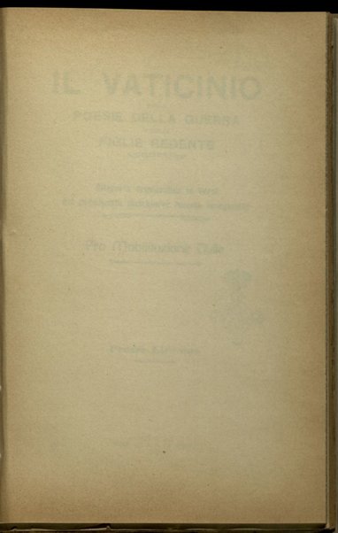 Il vaticinio nelle poesie della Guerra e nelle figlie redente : Allegoria drammatica in versi