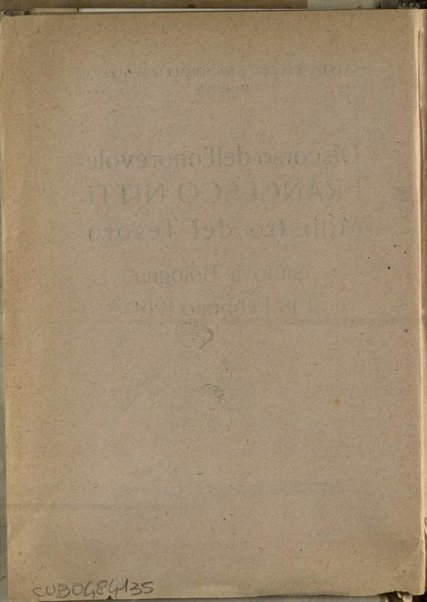Quinto prestito Nazionale di Guerra, 1918 : Discorso dell'onorevole Francesco Nitti, Ministro del Tesoro, tenuto a Bologna il 18 febbraio 1918