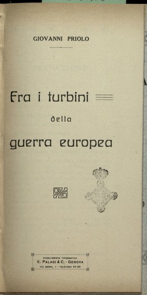 Fra i turbini della Guerra europea / Giovanni Priolo