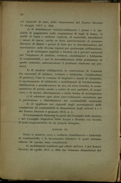 Provvedimenti per i combustibili nazionali : decreto luogotenenziale 24 febbraio 1918, n. 284