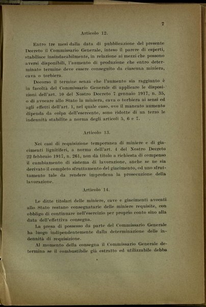 Provvedimenti per i combustibili nazionali : decreto luogotenenziale 24 febbraio 1918, n. 284