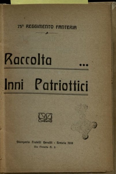 Raccolta inni patriottici (75 reggimento fanteria)