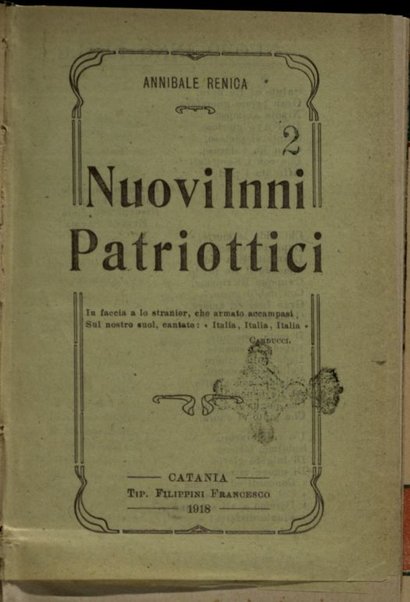 Nuovi inni patriottici / Annibale Renica