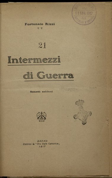 Intermezzi di guerra : sonetti zoldani / Fortunato Rizzi