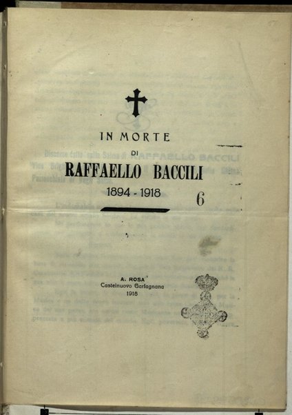 In morte di Raffaello Baccili : 1894-1918