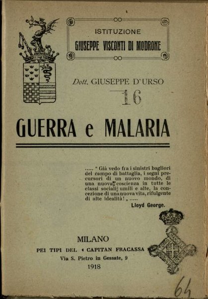 Guerra e malaria / Giuseppe D'Urso