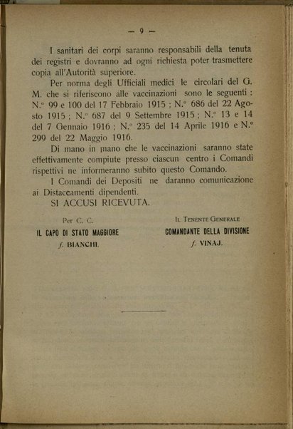 Vaccinazioni : raccolta di circolari, disposizioni, specchi, ecc