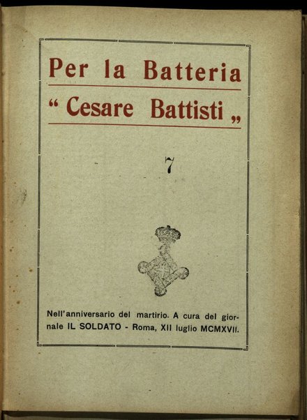 Per la batteria Cesare Battisti
