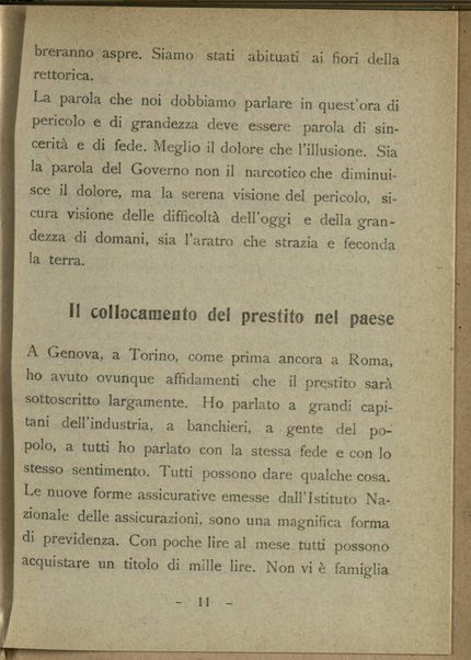 Quinto prestito nazionale di guerra 1918 : discorso dell'onorevole F. Nitti ministro del Tesoro tenuto a Milano il 28 gennaio 1918