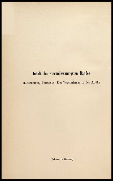 Der Vegetarismus in der Antike / von Johannes Haussleiter