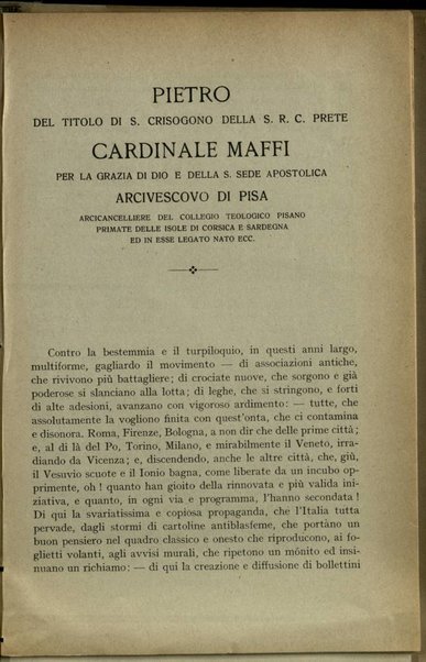 Per la dignità della parola e della vita / Pietro Maffi