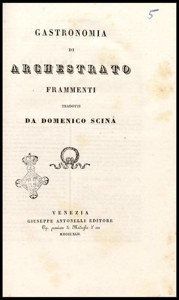 Gastronomia / di Archestrato ; frammenti tradotti da Domenico Scinà