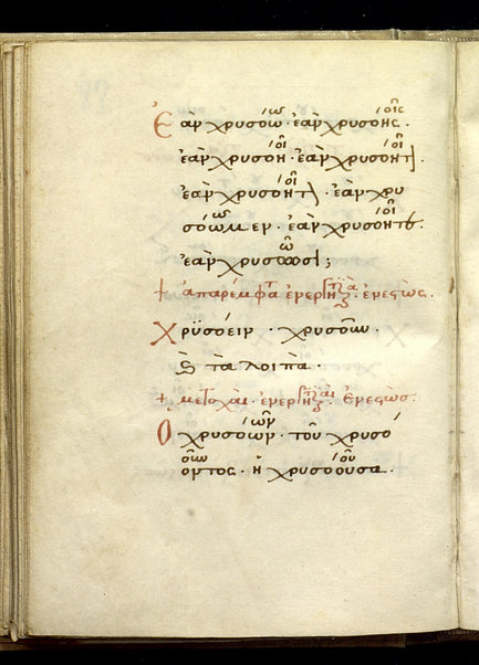 Erotemata (cc. 1v - 95v); Scholia in Erotemata (cc. 96r - 102v, 125r - 126v); Ad Franciscum Barbarum Venetum epistula (cc. 103r - 105v); Περὶ δασείας καὶ ψιλῆς (cc. 106r-124v)