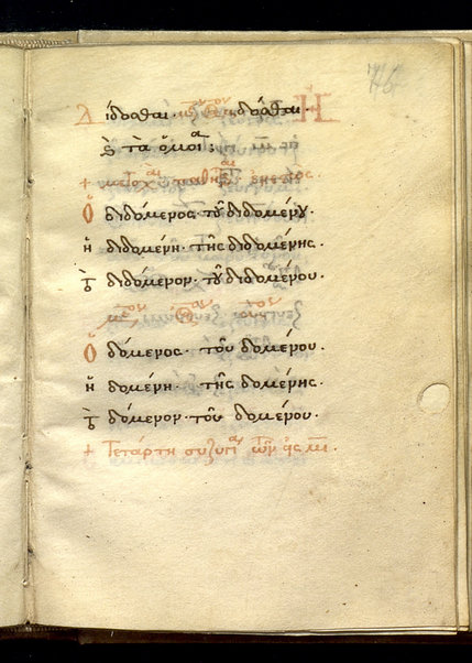 Erotemata (cc. 1v - 95v); Scholia in Erotemata (cc. 96r - 102v, 125r - 126v); Ad Franciscum Barbarum Venetum epistula (cc. 103r - 105v); Περὶ δασείας καὶ ψιλῆς (cc. 106r-124v)