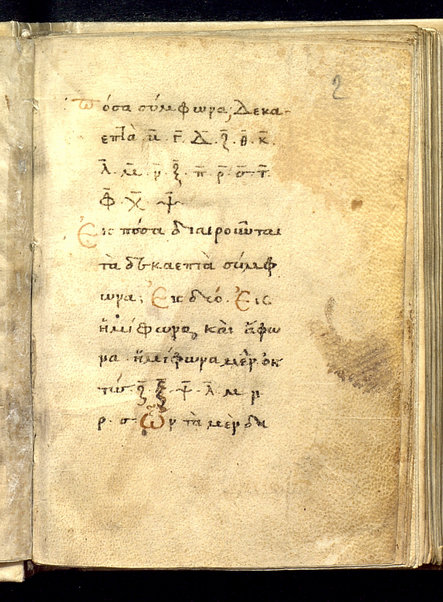 Erotemata (cc. 1v - 95v); Scholia in Erotemata (cc. 96r - 102v, 125r - 126v); Ad Franciscum Barbarum Venetum epistula (cc. 103r - 105v); Περὶ δασείας καὶ ψιλῆς (cc. 106r-124v)