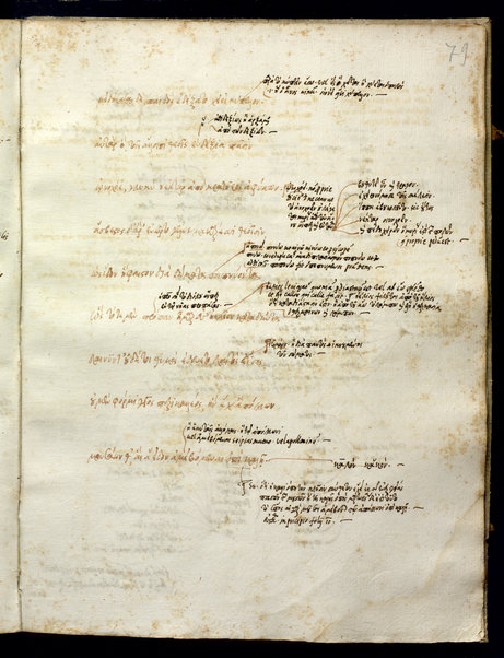 Prolegomena (cc. 1r-4r); Ilias, liber I (cc. 9r-80r); Scholia grammatica in Iliadis librum I et aliae adnotationes grammaticales (cc. 9v-84r)