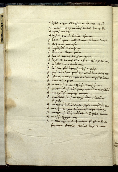 Ortographia dictionum (cc. 1r-76v); De Urbe Roma (cc. 77r-110r); Annotationes P. Annaei Cornuti in Aul. Persium Flaccum (cc. 11r - 165r)