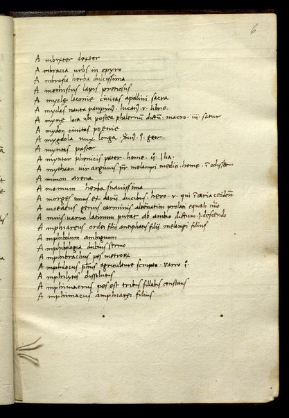 Ortographia dictionum (cc. 1r-76v); De Urbe Roma (cc. 77r-110r); Annotationes P. Annaei Cornuti in Aul. Persium Flaccum (cc. 11r - 165r)