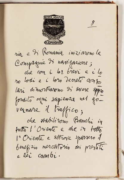 Il testo del nuovo Patto marino scritto a penna da Gabriele d'Annunzio