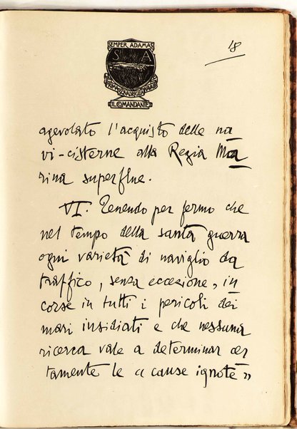 Il testo del nuovo Patto marino scritto a penna da Gabriele d'Annunzio