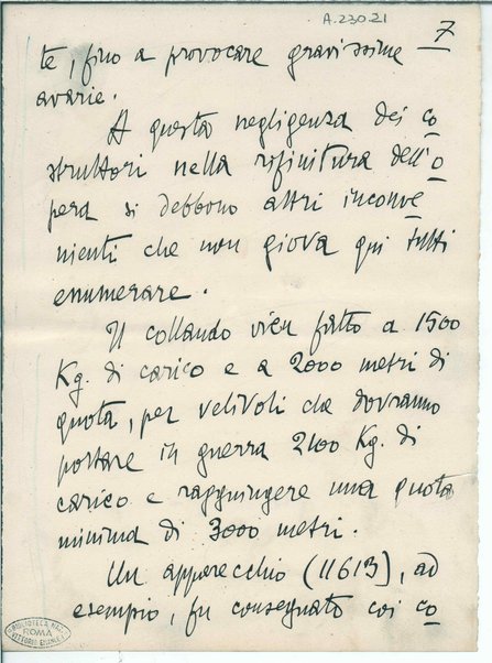 Nota in difesa delle siluranti aeree all'ispettore dei sommergibili e dell'aviazione