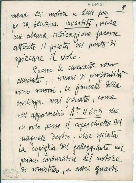 Nota in difesa delle siluranti aeree all'ispettore dei sommergibili e dell'aviazione