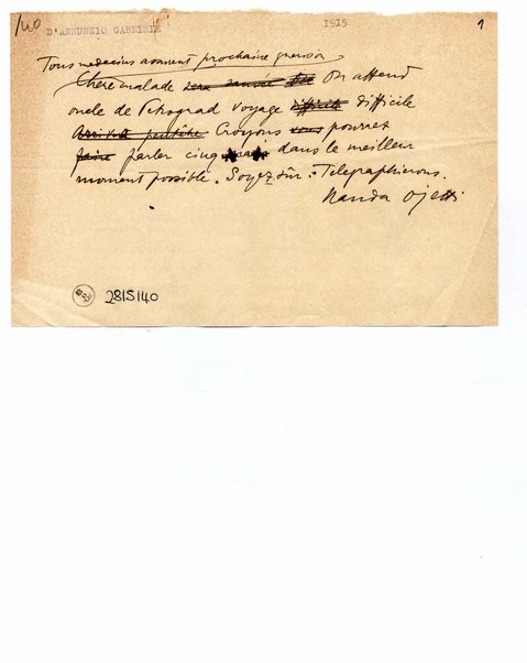 Copia di telegramma <in lingua francese>
