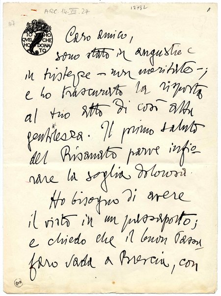 Lettera con busta. Sigillo in ceralacca