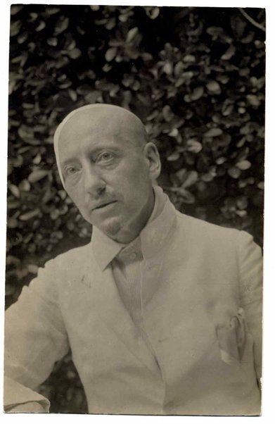 Cartolina postale illustrata con fotografia di Gabriele D'Annunzio ferito