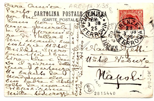 Cartolina postale illustrata con fotografia di Gabriele D'Annunzio a cavallo