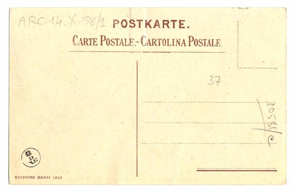 Cartolina postale illustrata con caricatura di Gabriele D'Annunzio