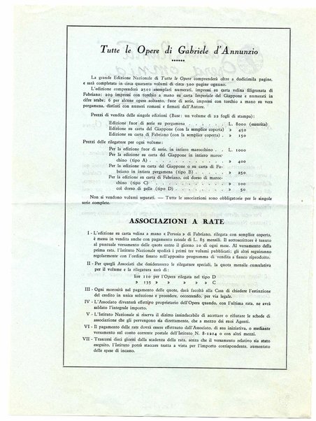 Gabrielis Nuntii opera omnia. Tutte le opere di Gabriele d'Annunzio - Modulo di acquisto