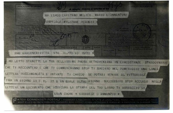 Riproduzione fotografica di telegramma