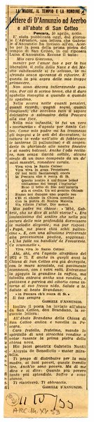 Lettere di D'Annunzio ad Acerbo e all'abate di San Cetteo