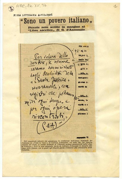 "Sono un povero italiano". Piccole note scritte in margine al "Libro ascetico" di G. d'Annunzio