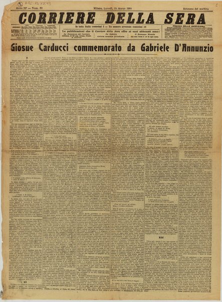 Giosue Carducci commemorato da Gabriele D'Annunzio