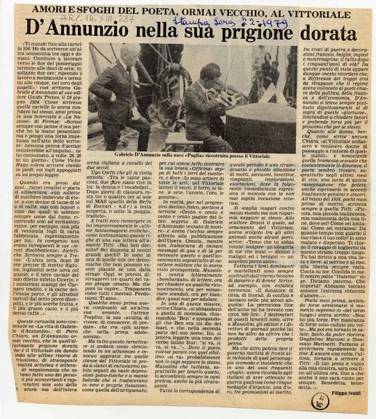 D'Annunzio nella sua prigione dorata